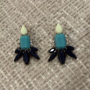 J. Crew Aqua and Dark Blue Statement Earrings
